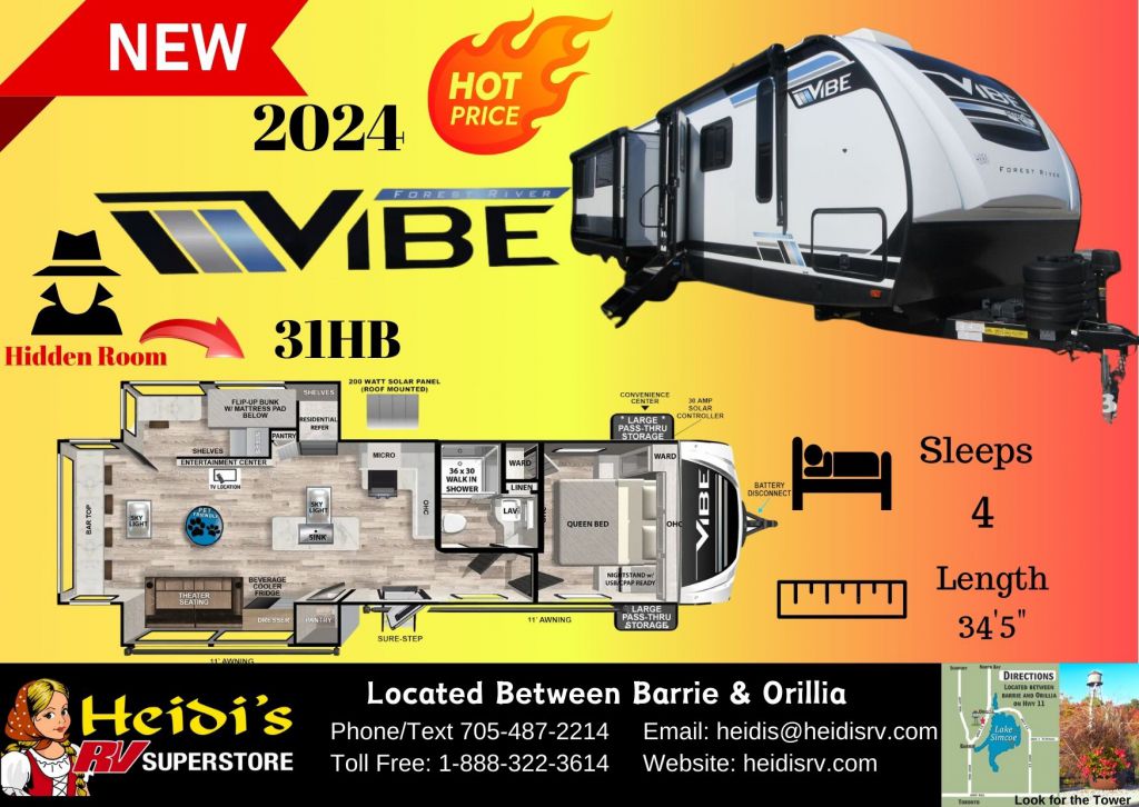 2024 FOREST RIVER VIBE 31HB (HIDDEN BUNKS*)