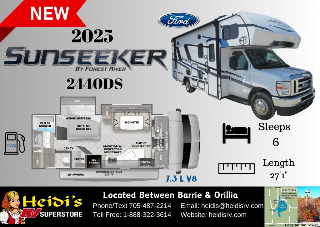 2025 FOREST RIVER SUNSEEKER 2440DS (DBL SLIDE, REAR QUEEN*)