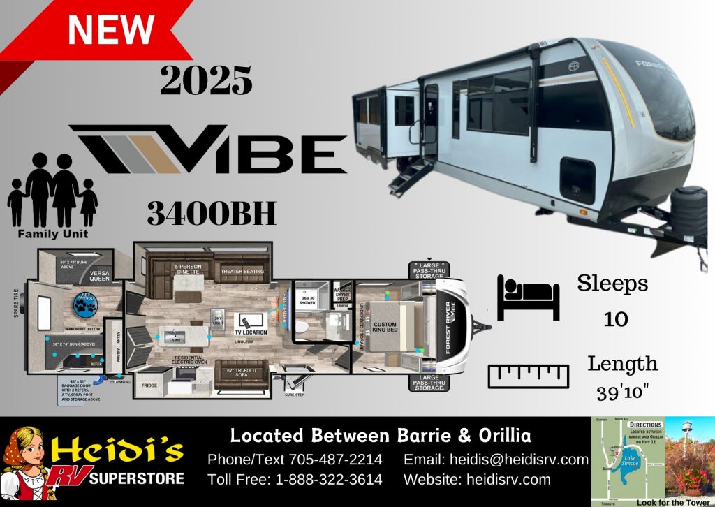 2025 FOREST RIVER VIBE 3400BH (REAR KITCHEN, OUT. KITCHEN*)