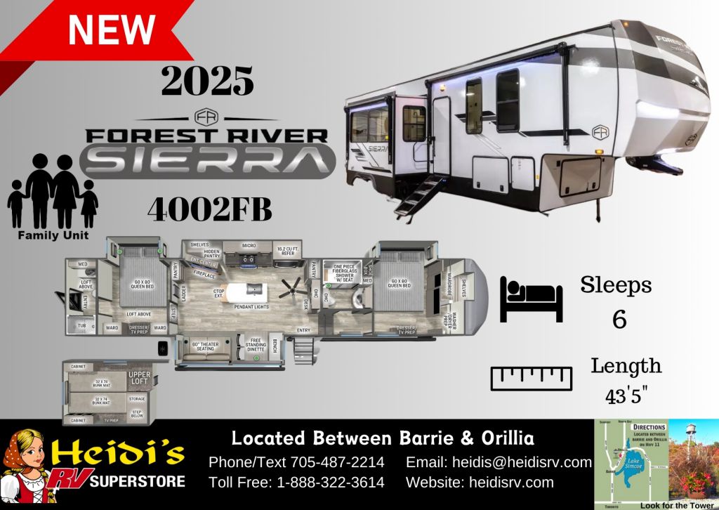 2025 FOREST RIVER SIERRA 4002FB (2 QUEEN BEDS, 2 FULL BATH, LOFT)