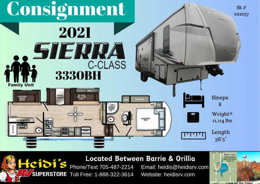 2021 FOREST RIVER SIERRA C-CLASS 3330BH (BUNKS, OUT. KITCHEN)