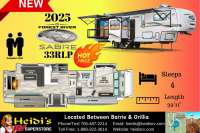 2025 FOREST RIVER SABRE 33RLP (REAR ENTERTAINMENT, SIDE PATIO DECK*) - Oro Medonte RV Details page