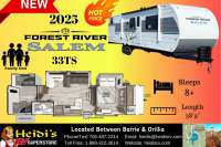 2025 FOREST RIVER SALEM 33TS (TRIPLE BUNKS, OUT. KITCHEN) - Oro Medonte RV Details page