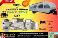 2025 FOREST RIVER SALEM 33TS (TRIPLE BUNKS, OUT. KITCHEN) - Oro Medonte RV Details page